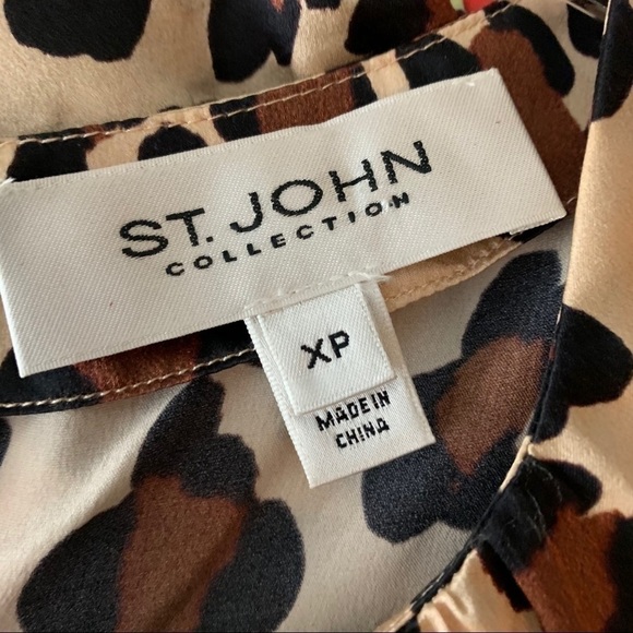 St. JOHN brown tan silk animal print sleeveless top XP - Picture 6 of 7
